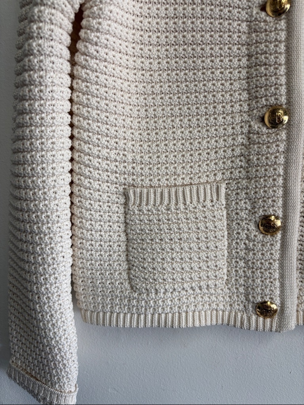 Talbots Cream Knit Button-Front Cardigan Jacket - Picture 4 of 10
